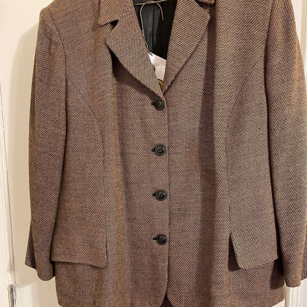 Rena Rowan For Savile 18W Mustard Brown 2 Piece Skirt Suit
